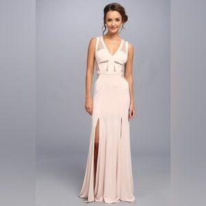 BCBGMaxazria Cristy Lace Panel Gown in Blush Pink